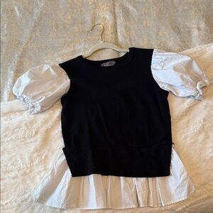 By Anthropologie Layered Poplin Sleeve Sweatshirt